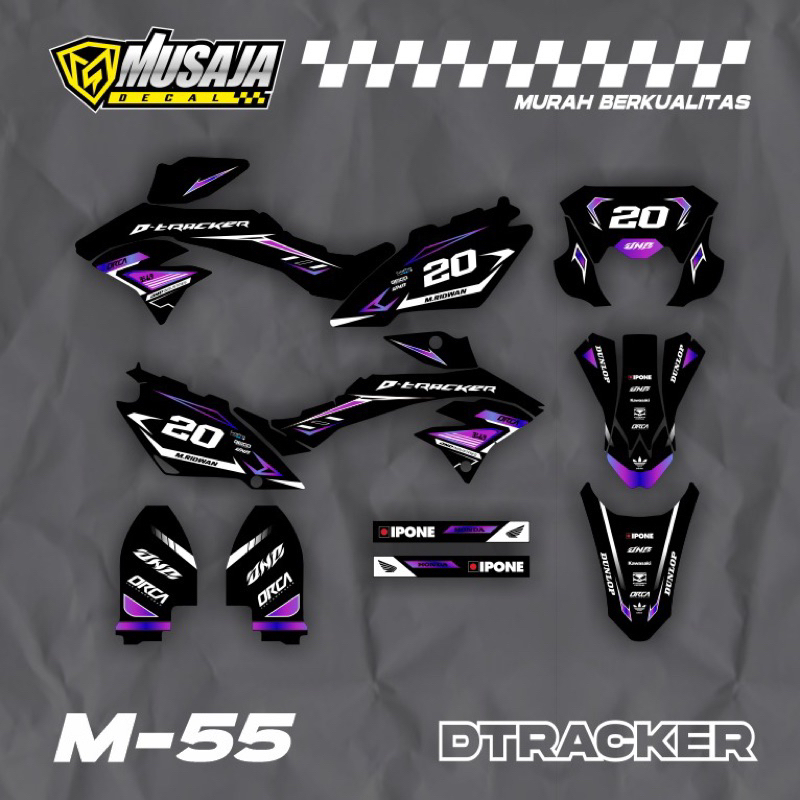 Decal Dtracker 150 hitam ungu simple full body - dekal dt custom fullbody