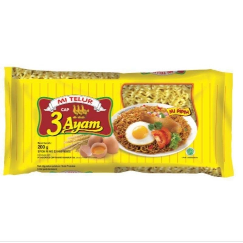 

Mi Telor Cap 3 Ayam Super Kuning 200 gr