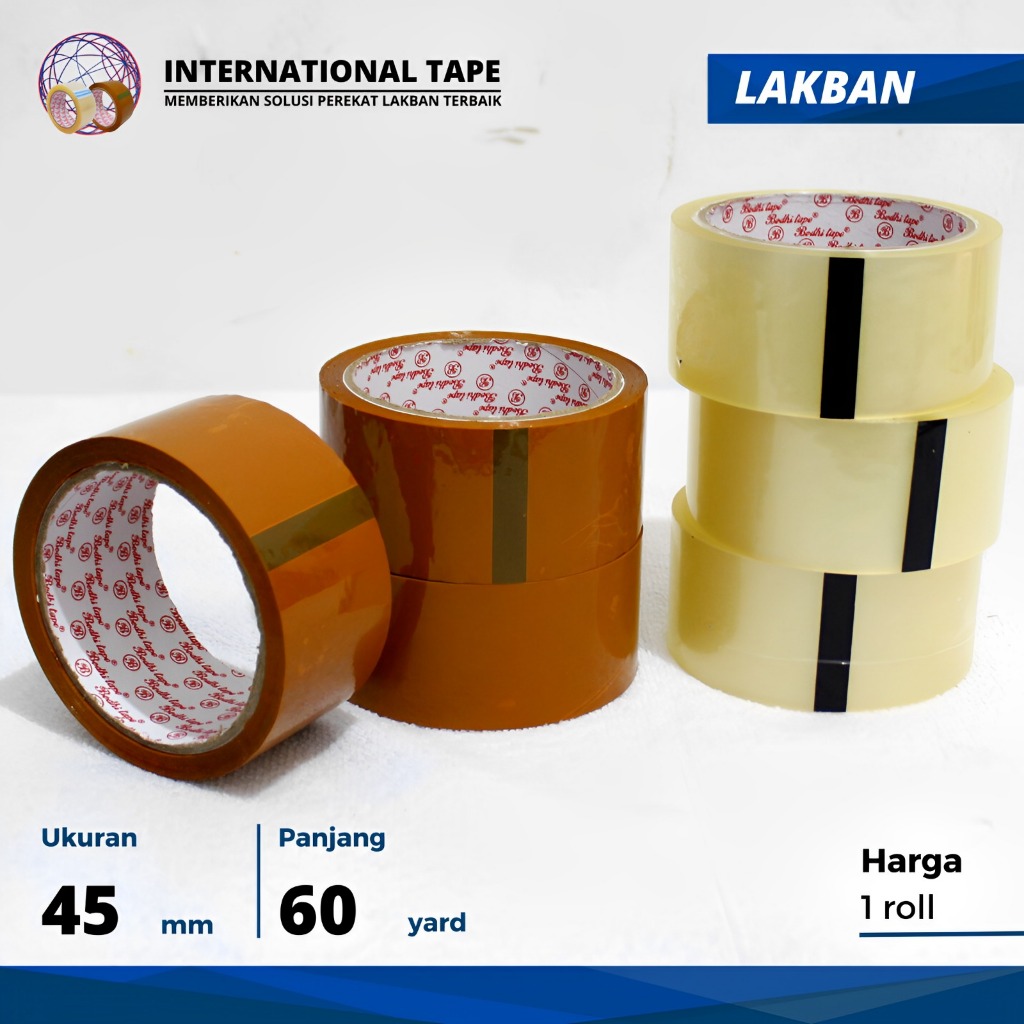 

Plakban OPP lakban BODHI " bening coklat 45mm x 60 yard TAPE "PERPCS