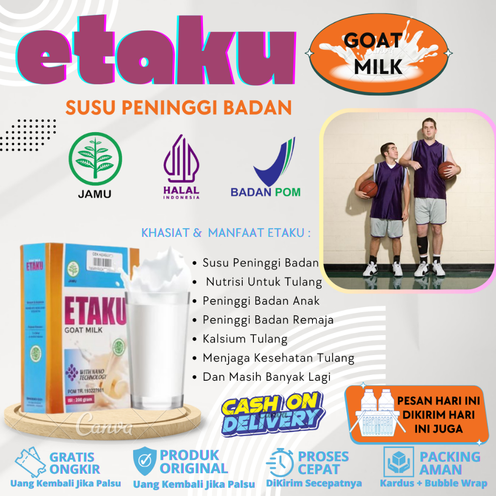

Susu Peninggi Badan Anak Dan Dewasa, Susu Kalsium Peninggi Badan, Vitamin High Calsium Dengan Walatra Etaku Goat Milk 100 % Original