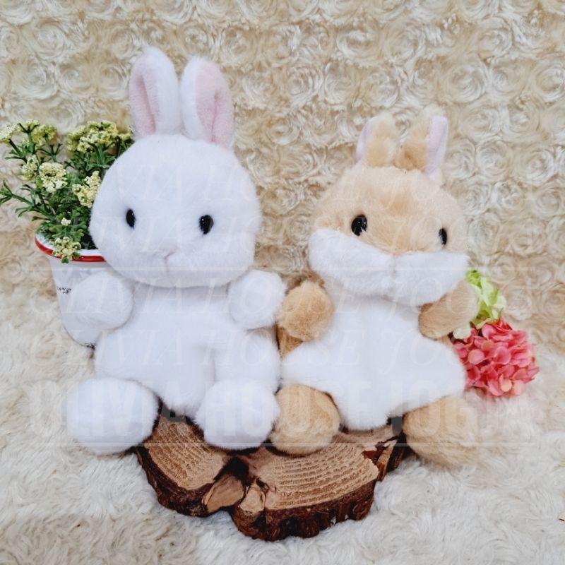 Boneka Kelinci Putih Coklat Isi Pasir Mini Boneka Sit Rabbit XS Pasir Boneka Bayi Boneka Mini