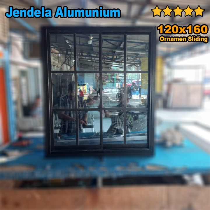 Jendela ornamen 120x160  kaca mati | Jendela Alumunium | kusen alumunium