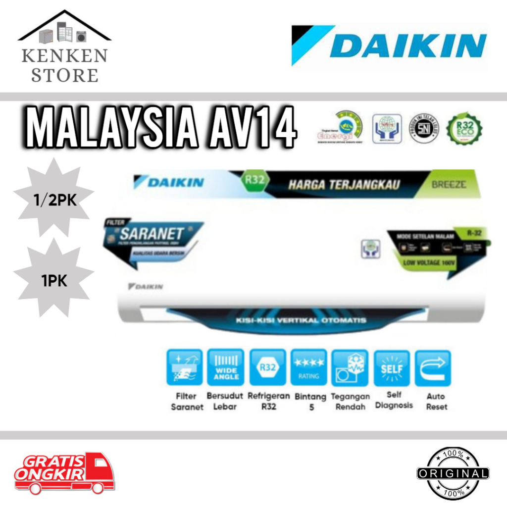 AC DAIKIN 1/2PK-1PK MALAYSIA AV14