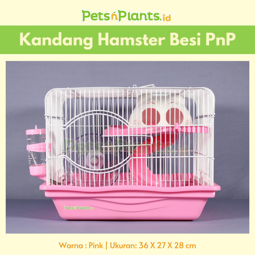 Kandang Hamster Besi PetsNPlants.id Pink 36x27x28cm