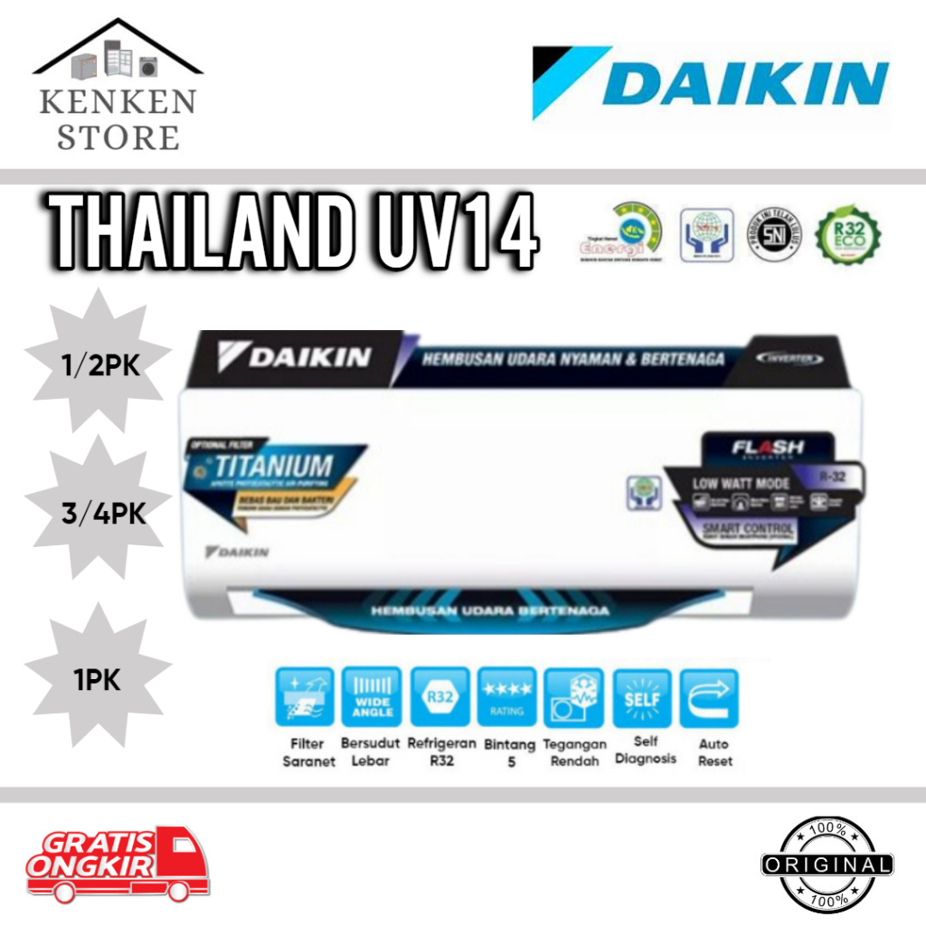 AC DAIKIN 1/2PK-1PK THAILAND INVERTER UV14