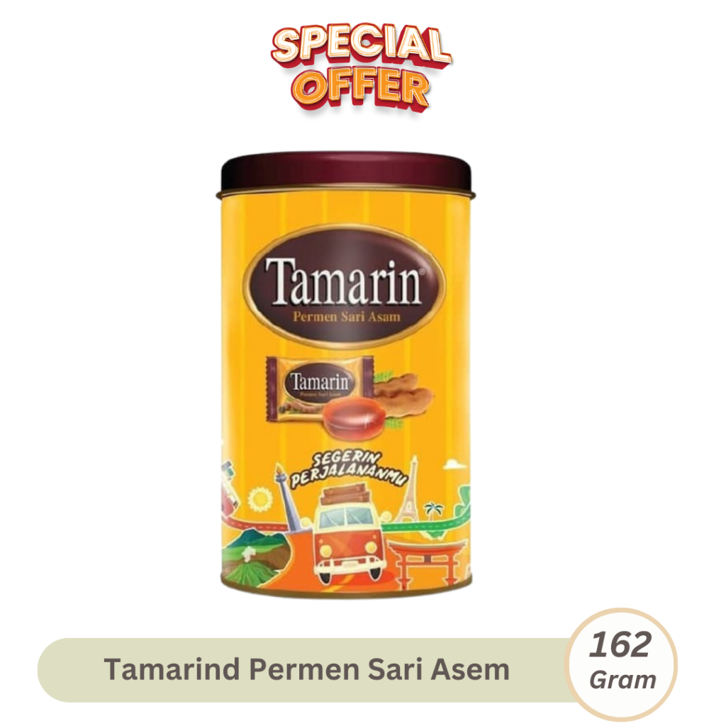 

Permen Tamarin Sari Asam 162gr Tamarind Candy Asem Kemasan Kaleng