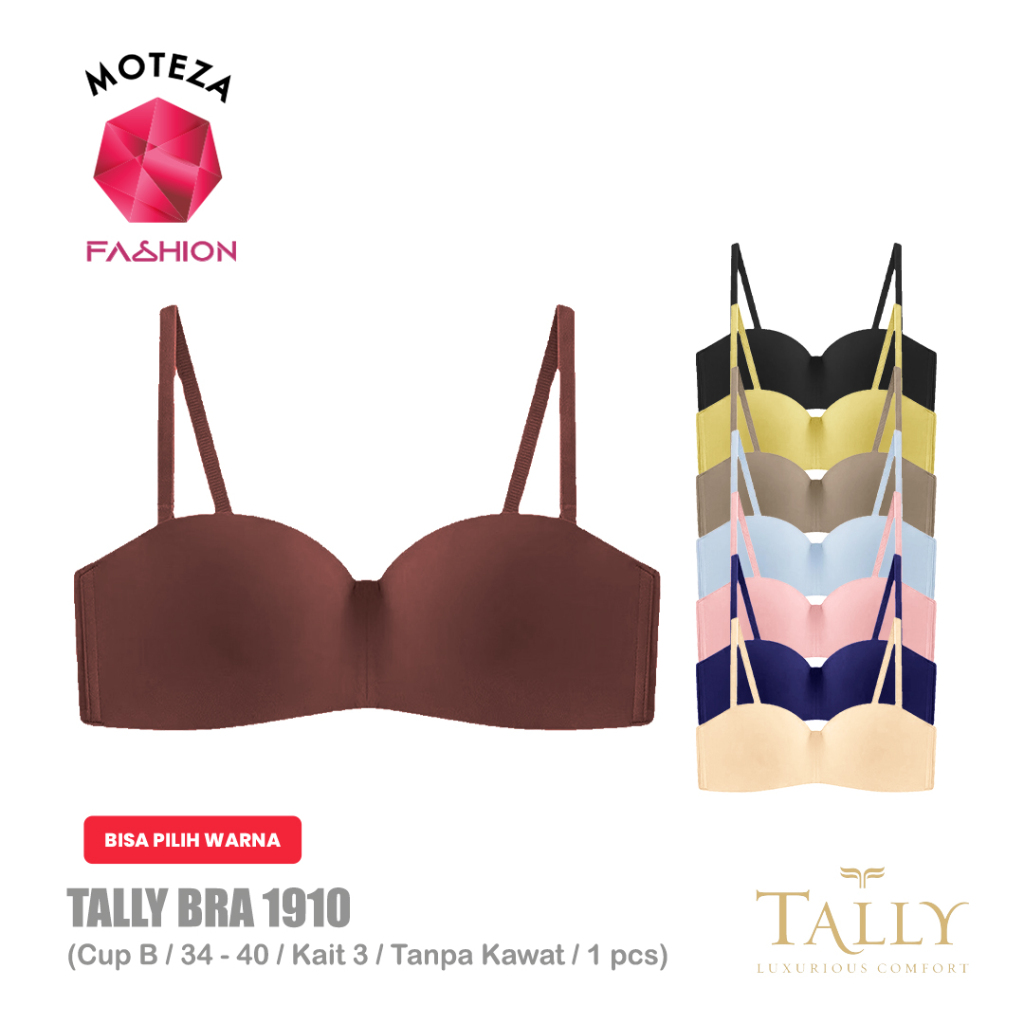 Tally 1910 Bra BH  Kemben Wanita Seamless | Strapless | Busa Tipis | 1/2 Half Cup B - C | Tanpa Kawa