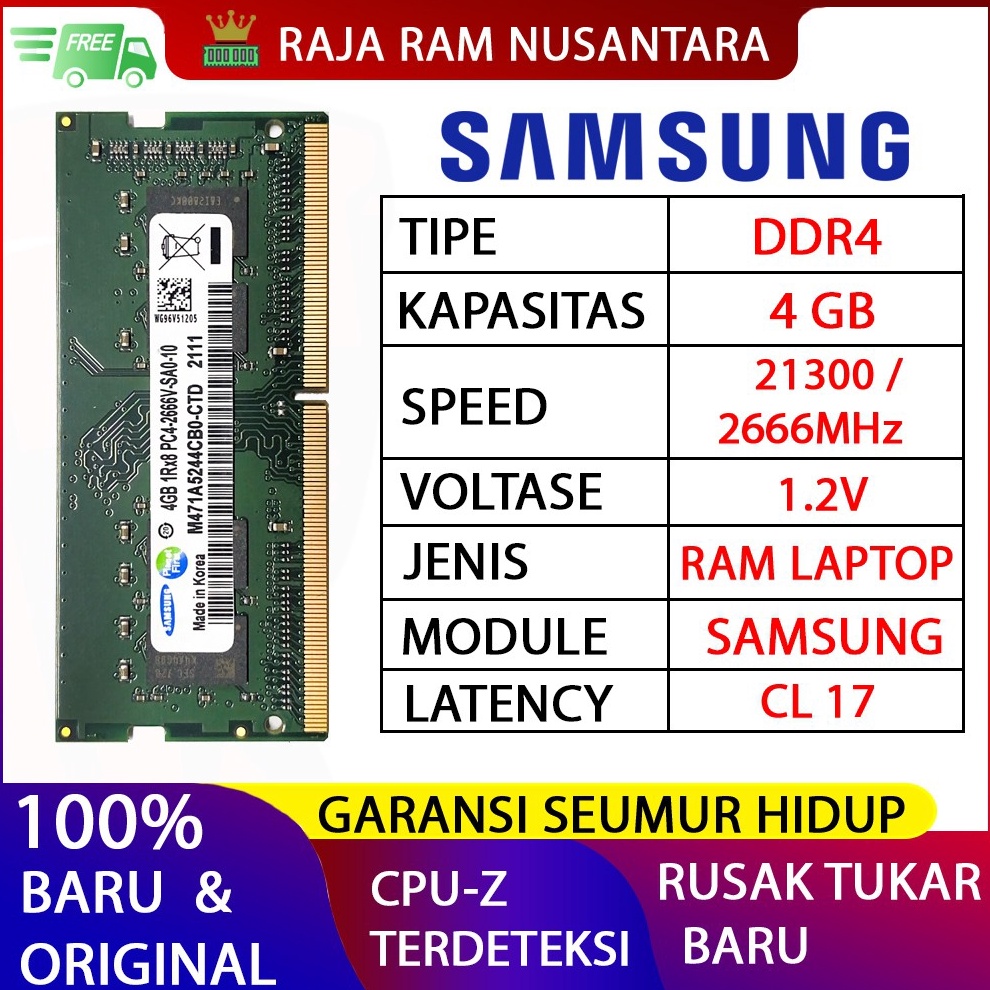 ART G94S RAM LAPTOP SAMSUNG DDR4 4GB 2666 MHz 213 ORI GAMING RAM NB DDR4 8GB