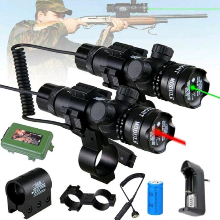 BISA COD Laser Senapan Nyala Hijau dan Merah  Scope Siang Malam Fullset  Laser Scope Pointer Berburu