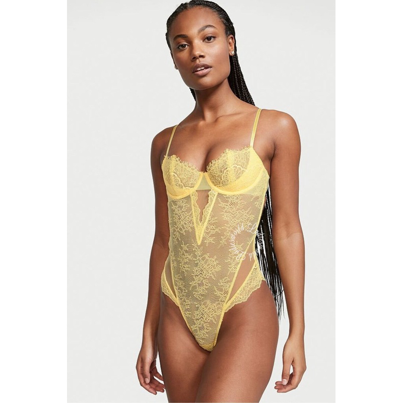VS victorias secret yellow lace bodysuit