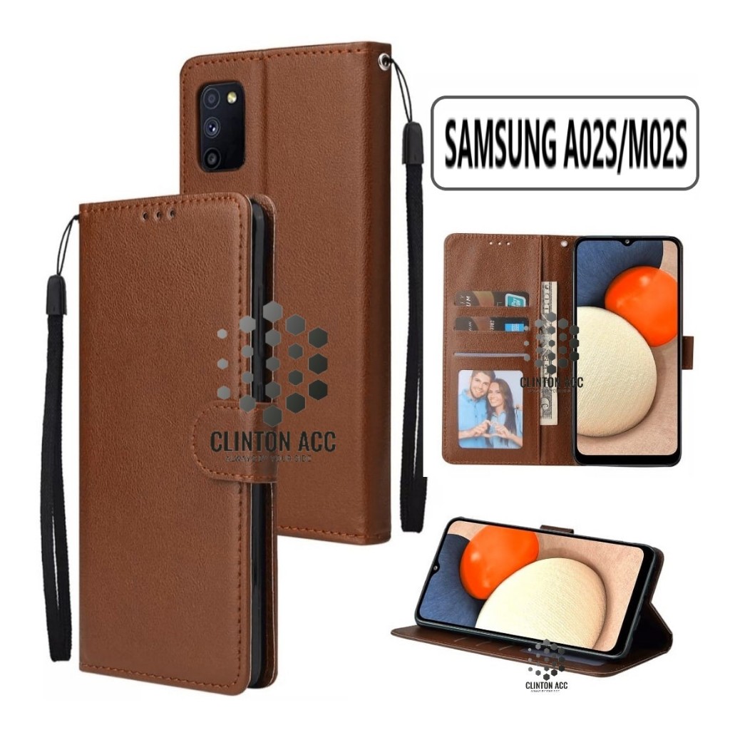 CASE SAMSUNG A02S M02S FLIP WALLET LEATHER DOMPET KULIT SOFTCASE PREMIUM FLIP COVER SARUNG BUKA TUTU