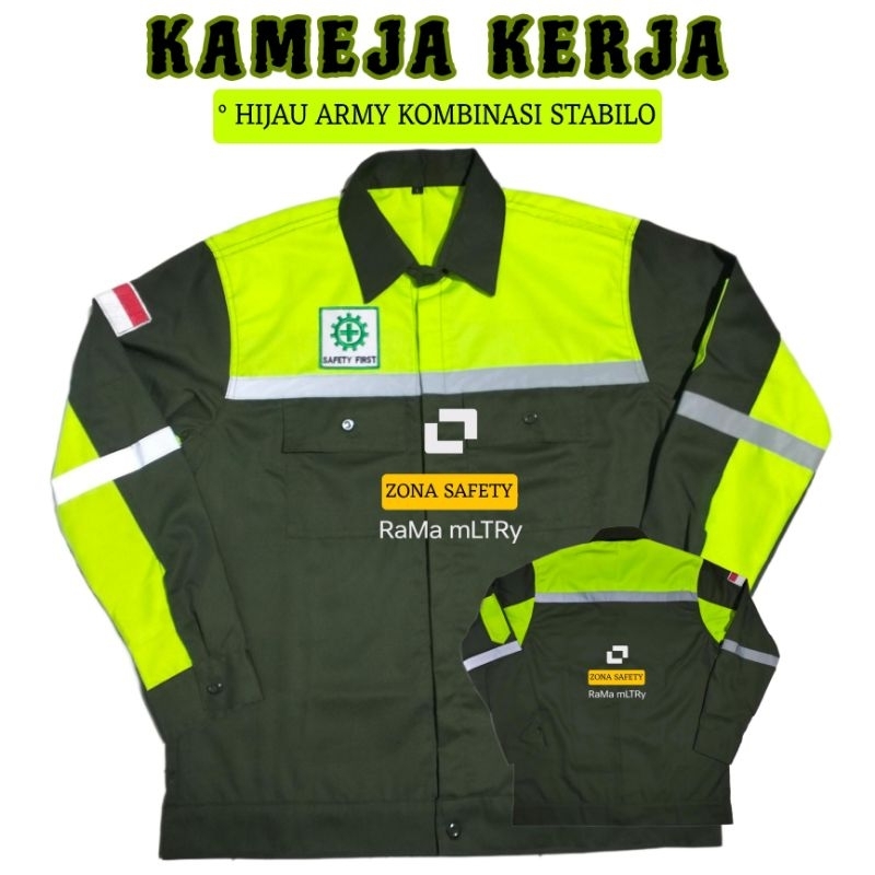 Wearpack Atasan Kemeja Kerja Lengan Panjang Bahan Drill untuk Bengkel Las