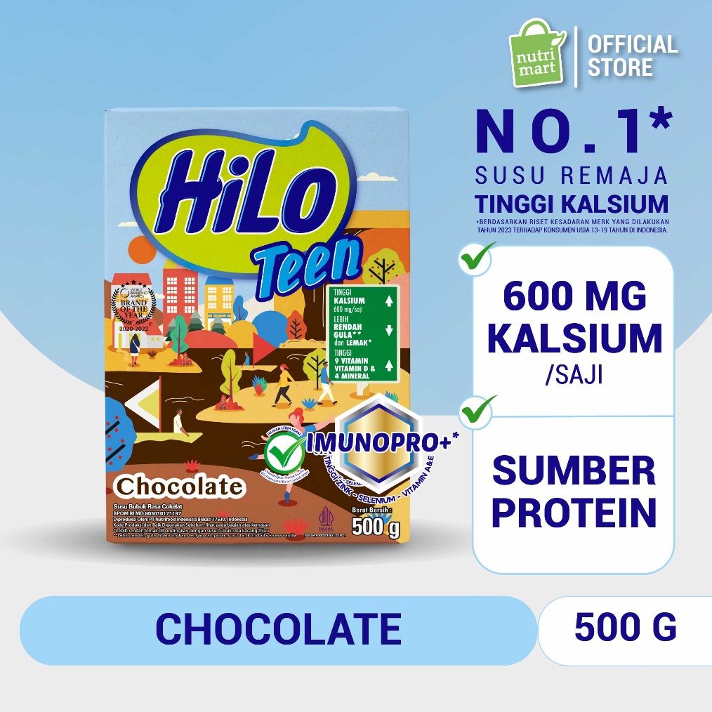 

TERLARIS BRANDS FESTIVAL HiLo Teen Chocolate 5 gram Susu Tinggi Kalsium Rendah Lemak serbuuu