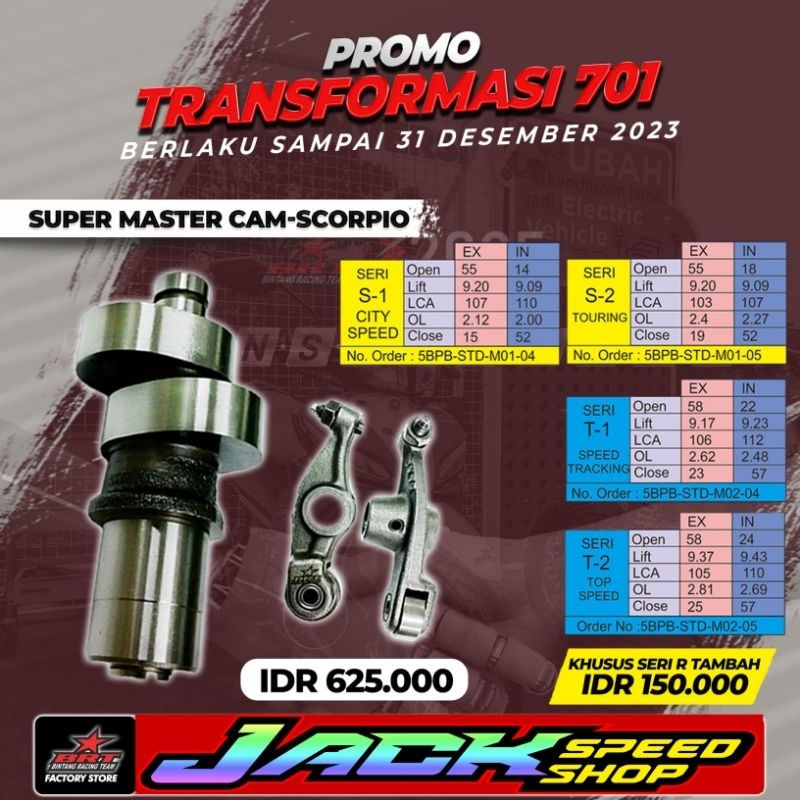 NOKEN AS BRT YAMAHA SCORPIO Z S1 S2 T1 T2 R1 R2 MASTER CAM KEM TIPE TYPE SERI S T R STANDARD STANDAR