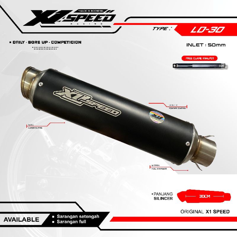 Silinser racing Silinser knalpot Original X1 Speed Selenser panjang 30