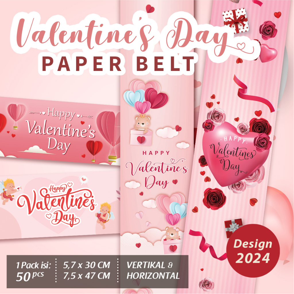 

[Isi 50] Paper Belt Valentine's Day/ Slongsong Toples/ Sabuk Kertas