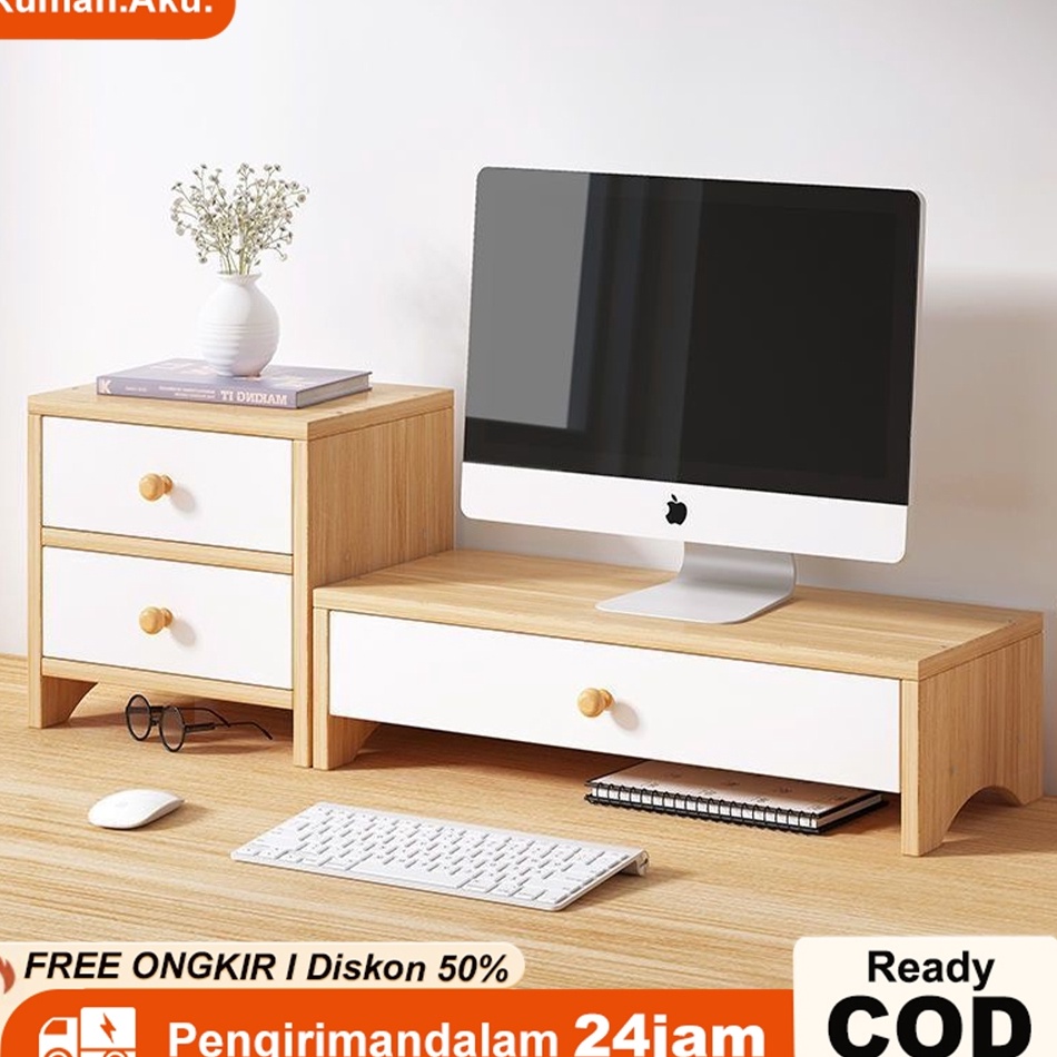 Best Seller Stand Monitor Dengan Laci Tempat PC Dudukan Komputer Komputer Kayu Table Rack Minimalis