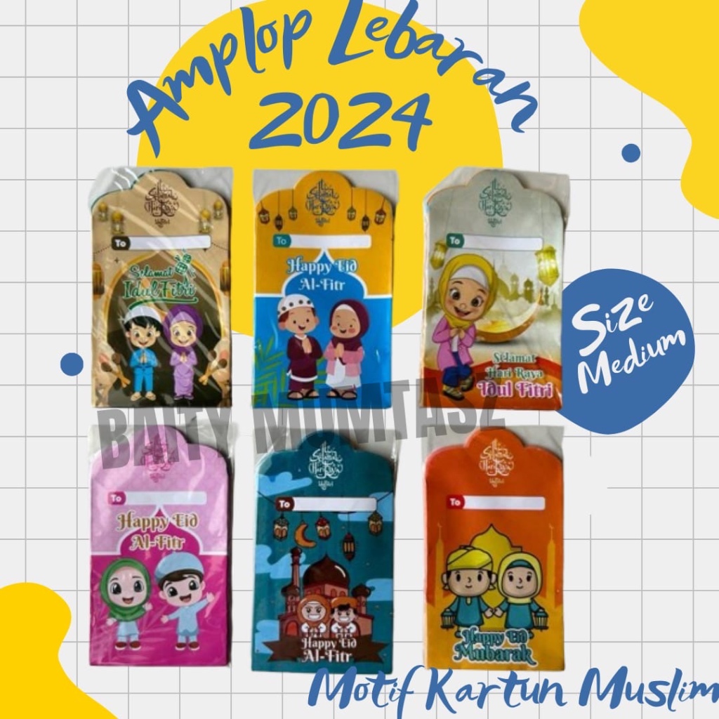 

￼Baity Mumtasz - Amplop Lebaran Motif Kartun Muslim Karakter Muslim 1 PACK isi 10 PCS - Amplop ldul' Fitri Viral 2024 - Angpao AmpaoTHR
