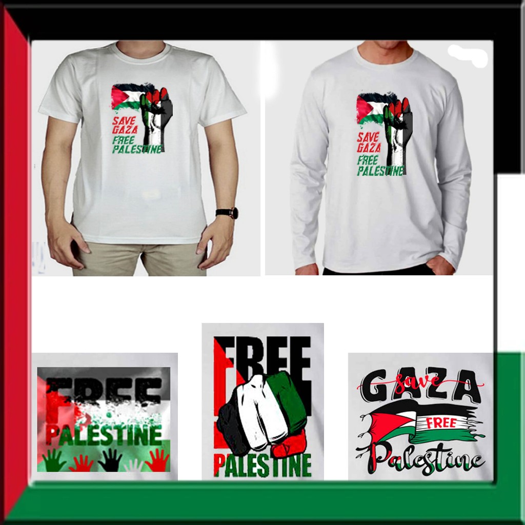 Kaos Free Palestina Lengan Pendek dan panjang Dewasa