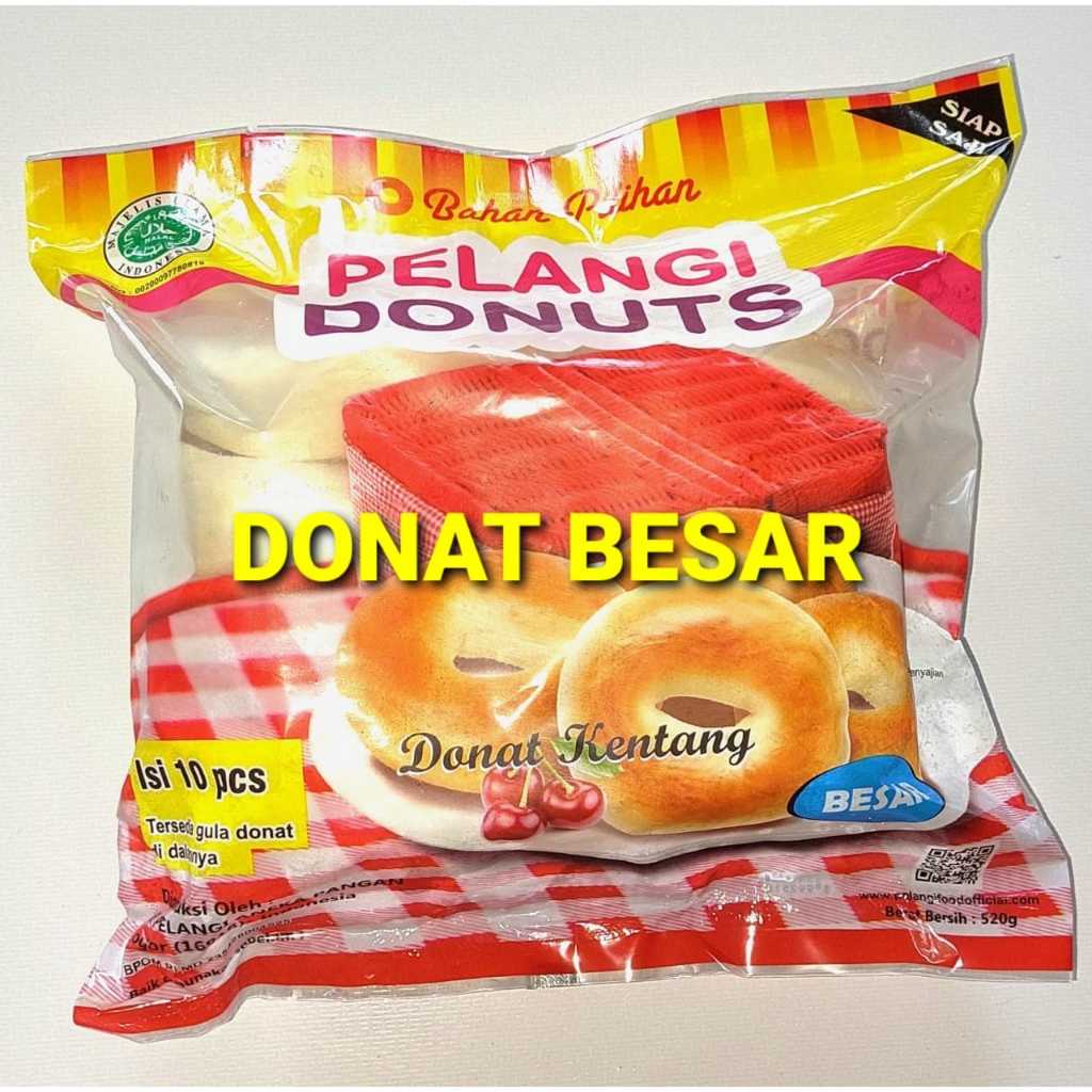 

Donat Kentang Besar Pelangi 10 Pcs 520 Gr