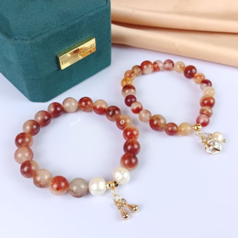 Gelang mutiara mix batu alam | Mutiara Lombok Asli