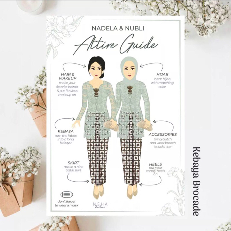 attire guide - cusom desain bebas | bridesmaid card | groomsman card
