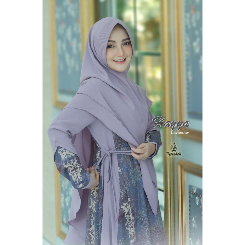 HAYYA DRESS BY MECCADINA || GAMIS DRESS BUSANA MUSLIM WANITA MOTIF BATIK BUNGA BAHAN ADEM SET KHIMAR