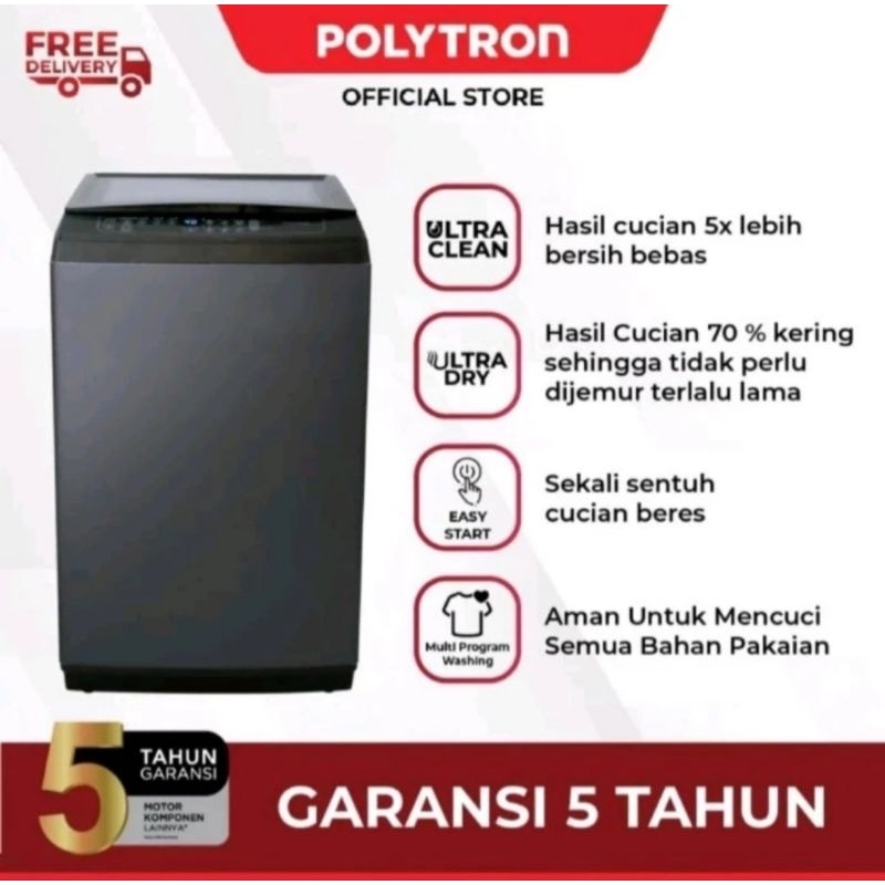 MESIN CUCI POLYTRON 1TABUNG 10KG PAW1029 ZEROMATIC LAGUNA HIJAB SERIES