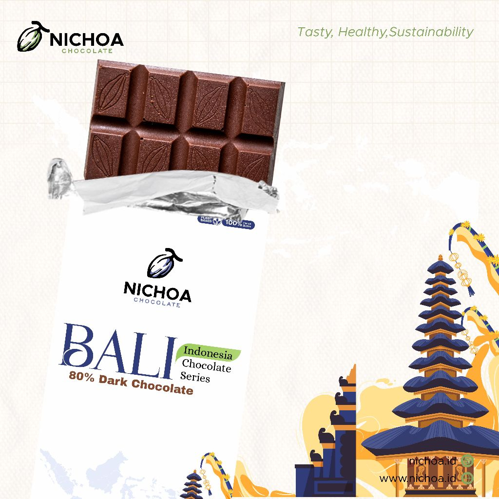 

Nichoa -Single Origin Bali 80% Dark Chocolate