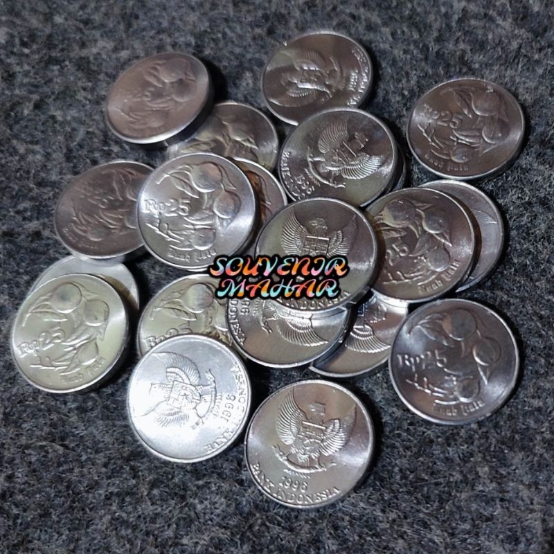 (GRESS/KINCLONG) Uang koin kuno 25 rupiah pala rp 25 rp.25 bahan mahar nikah 20 rupiah 2020