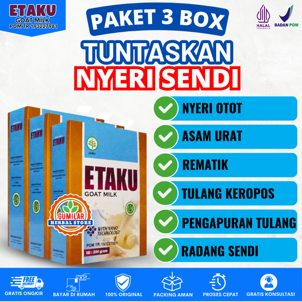 

Etaku Goat Milk - Susu Kambing Nyeri Sendi 3 Box 100% Original Alami Tanpa Efek Samping