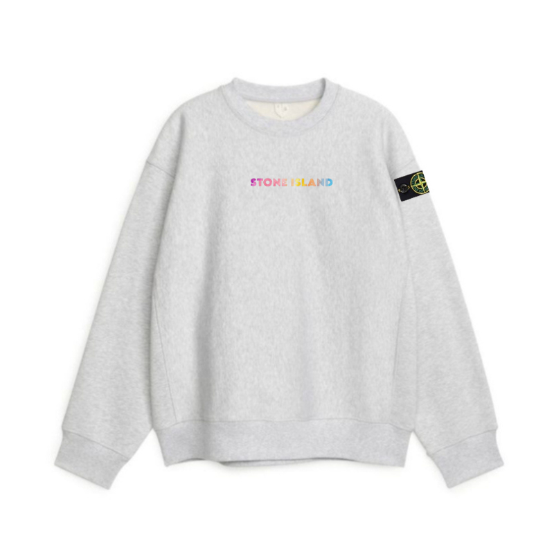 SWEATER ANAK BASIC CREWNECK STONEISLAND EMBLEM TEKS SABLON / JAKET SWETER STONE ISLAND ABU MISTY