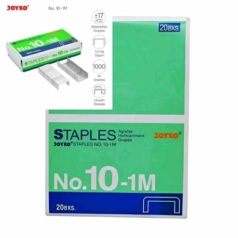 

Isi Staples || isi Stapler Joyko No.10-1M (1 pak isi 20 Bks)