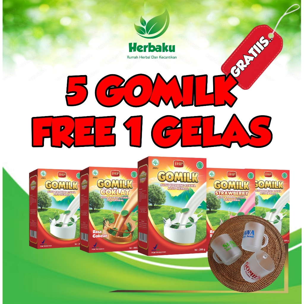 

Paket 5 Dus Gomilk Susu Kambing Etawa plus daun kelor HERBAKU