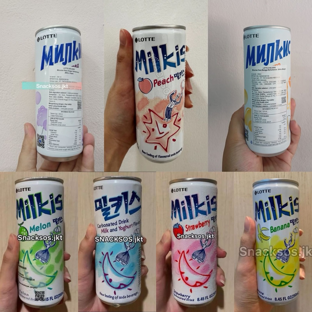 

LOTTE CHILSUNG MILKIS STRAWBERRY / GRAPE / MELON / MANGO / MILK AND YOGURT / BANANA / PEACH MINUMAN SODA SUSU KOREA