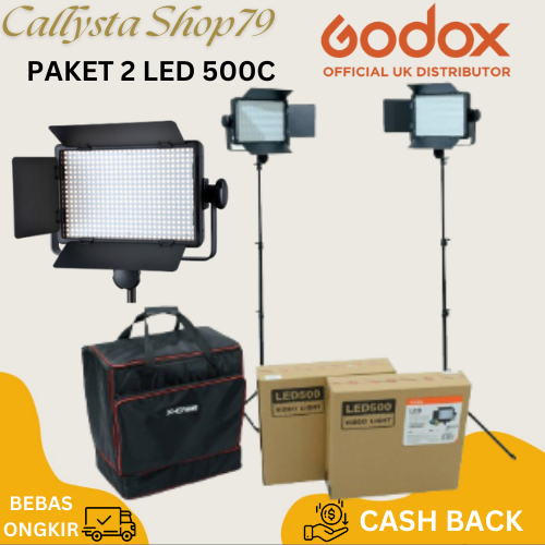 PAKET 2PCS LAMPU GODOX LED 500 C/500C BI COLOR