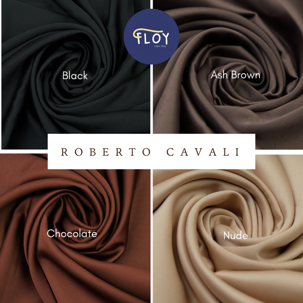 Floy fabric ROBERTO CAVALI Premium PER 1 METER kain eceran satin bahan dress atasan