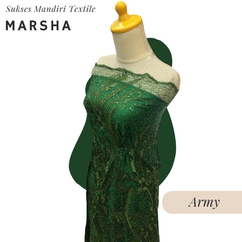 [MARSHA] Army, Hijau Army Brokat Cantik dan Elegan | Lebar bahan : 130 cm | Harga per 1/2 meter = 50