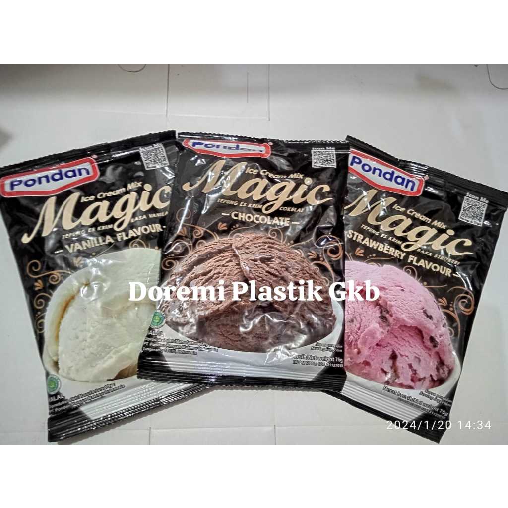 

Pondan Magic Ice Cream 75 gr/Bubuk Es Krim Instan/Pondan Magic Ice Cream Vanilla Strawberry - Coklat