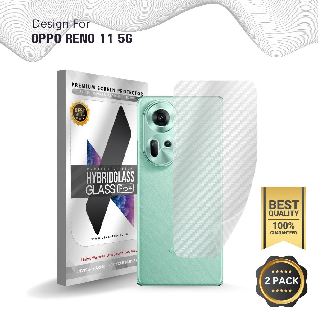 Fiber Guard Screen Protector Oppo Reno11 5G Reno 11 5G Back, 3D Anti Gores Belakang Premium, Carbon 