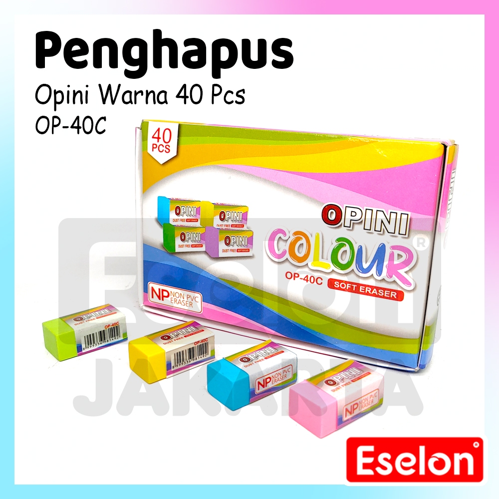 

[ES.JKT]40pcs Penghapus OPINI/ 1pack Penghapus OPINI,HITAM,PUTIH.WARNA