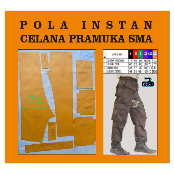 Pola seragam Sekolah Pola CELANA PRAMUKA SD SMP SMA POLA INSTAN 1 SIZE