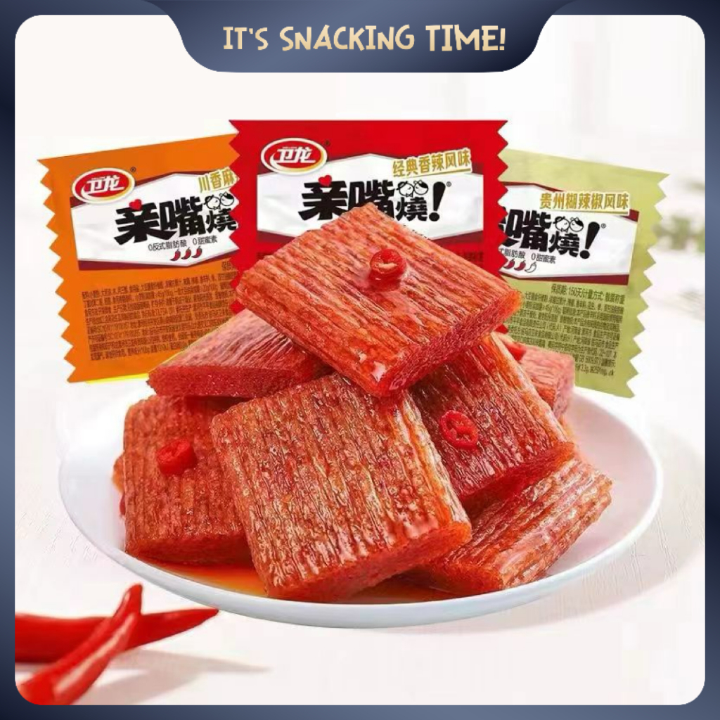 

Latiao Mini Weilong Kiss Burn Spicy Gluten Rasa Pedas / Rasa Mala/ Spicy Strip Halal Vegetarian