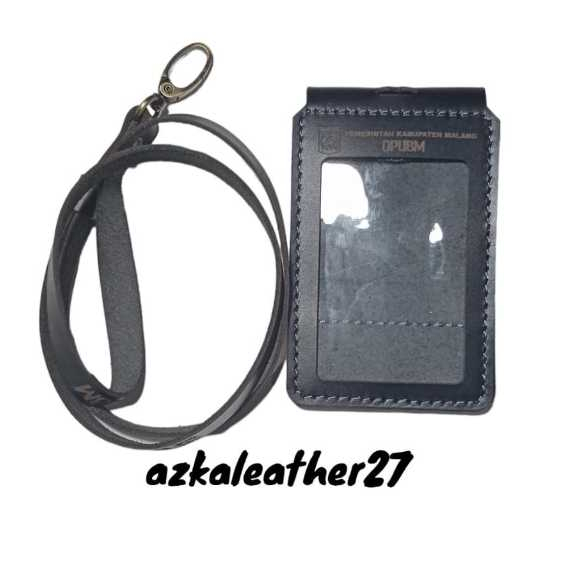 

id card holder kulit magnet name tag custom nama dan logo