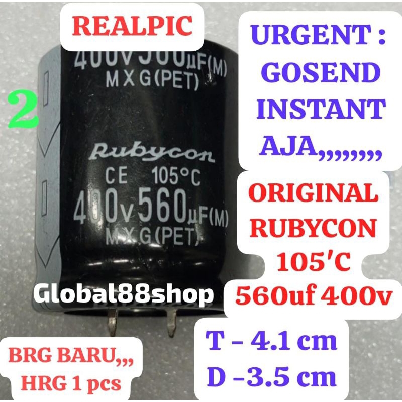 ELCO 560uf/400v 560uf 400v RUBYCON ORIGINAL ECO ELKO ECO
