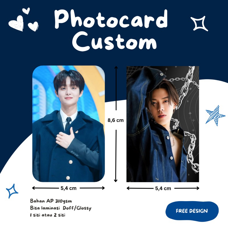 CETAK PHOTOCARD CUSTOM BTS, NCT, SEVENTEEN, EXO, BLACKPINK, TWICE, ANIME, COSCARD, KARTUNAMA, COSPLA