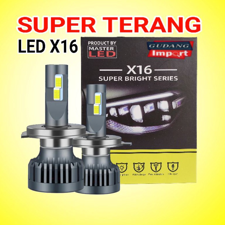 Terbagus LAMPU LED MOBIL X16 SUPER TERANG H4 H11 H16 H1 H7 H8 H9 65 WATT