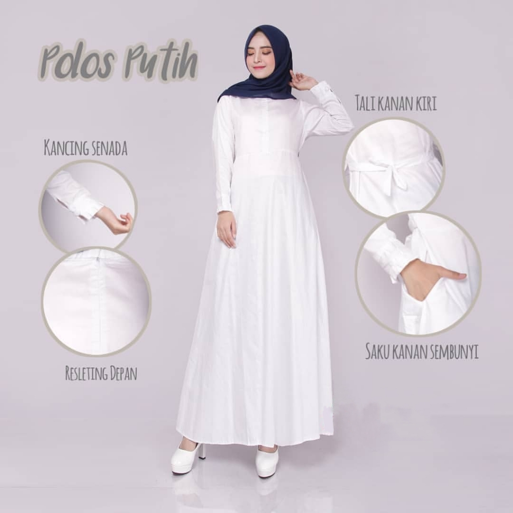 [COD] GAMIS PUTIH BERSIH KATUN MADINA FORMAL/DAILY DRESS POLOS BASIC