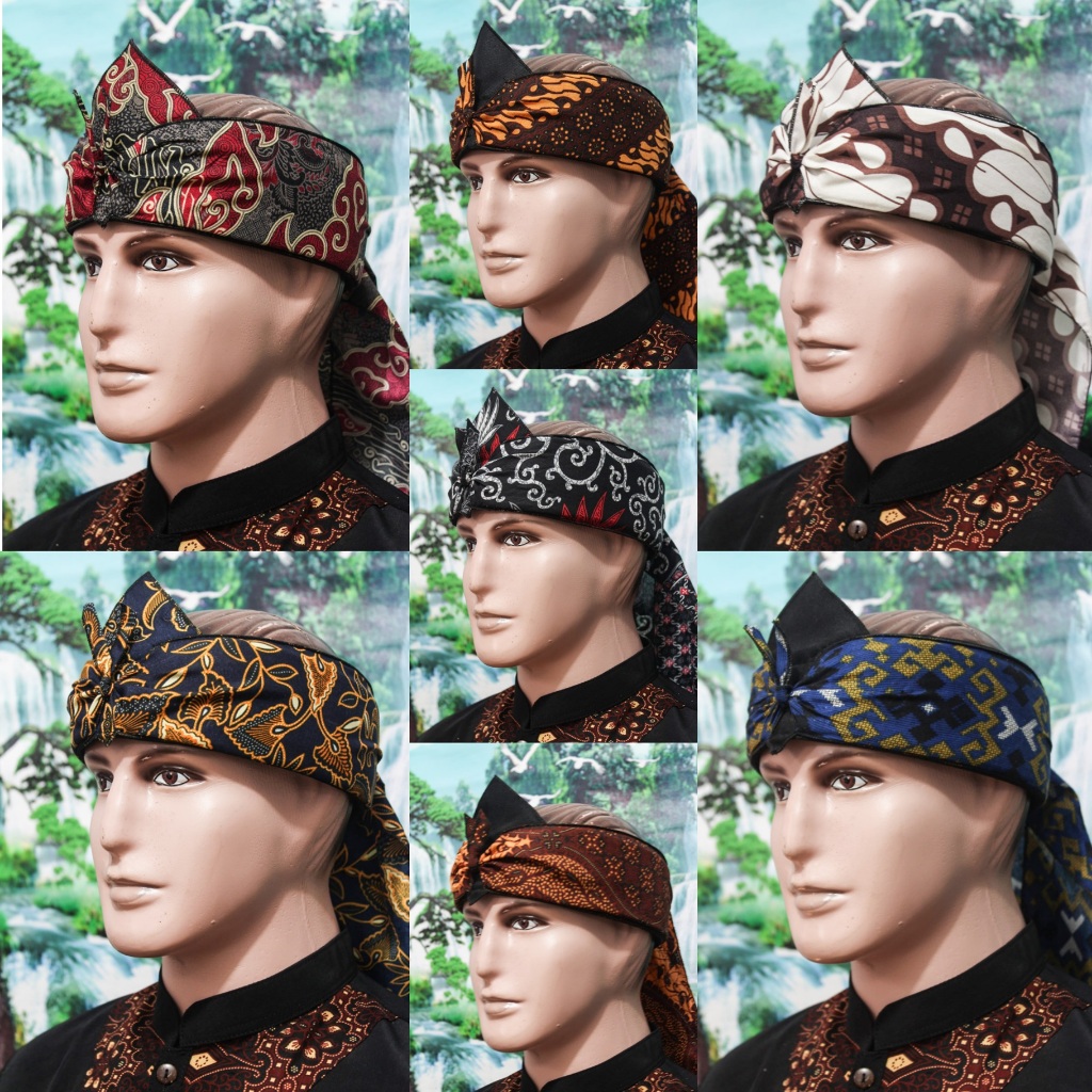 Ikat kepala dewasa & anak topi  blangkon sunda bolong batik hitam