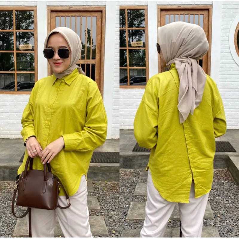 Kemeja Nelka Shirt Oversize - Kemeja Linen Oversize - Kemeja Nelka Linen Premium Tebal